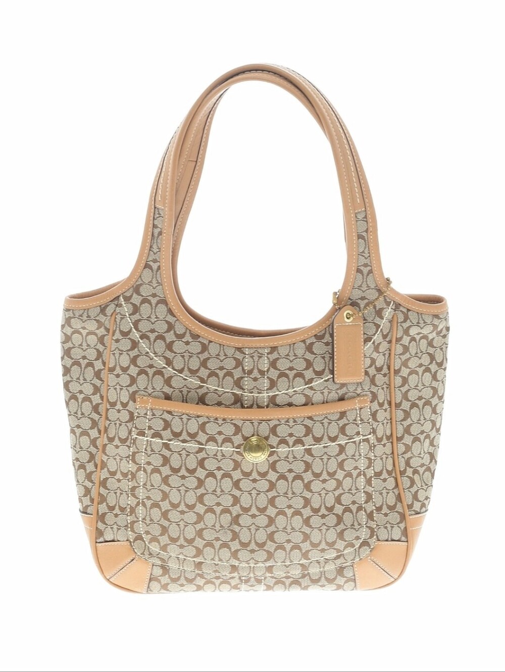 Coach Classic Signature Tote Bag in Beige and Tan